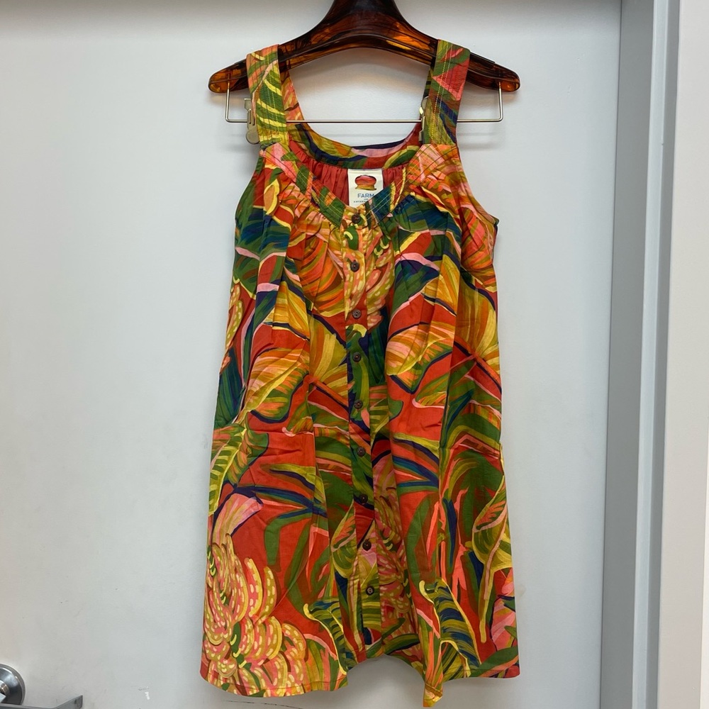 FARM Rio Bold Tropical Mini Dress in Orange, Green, Yellow